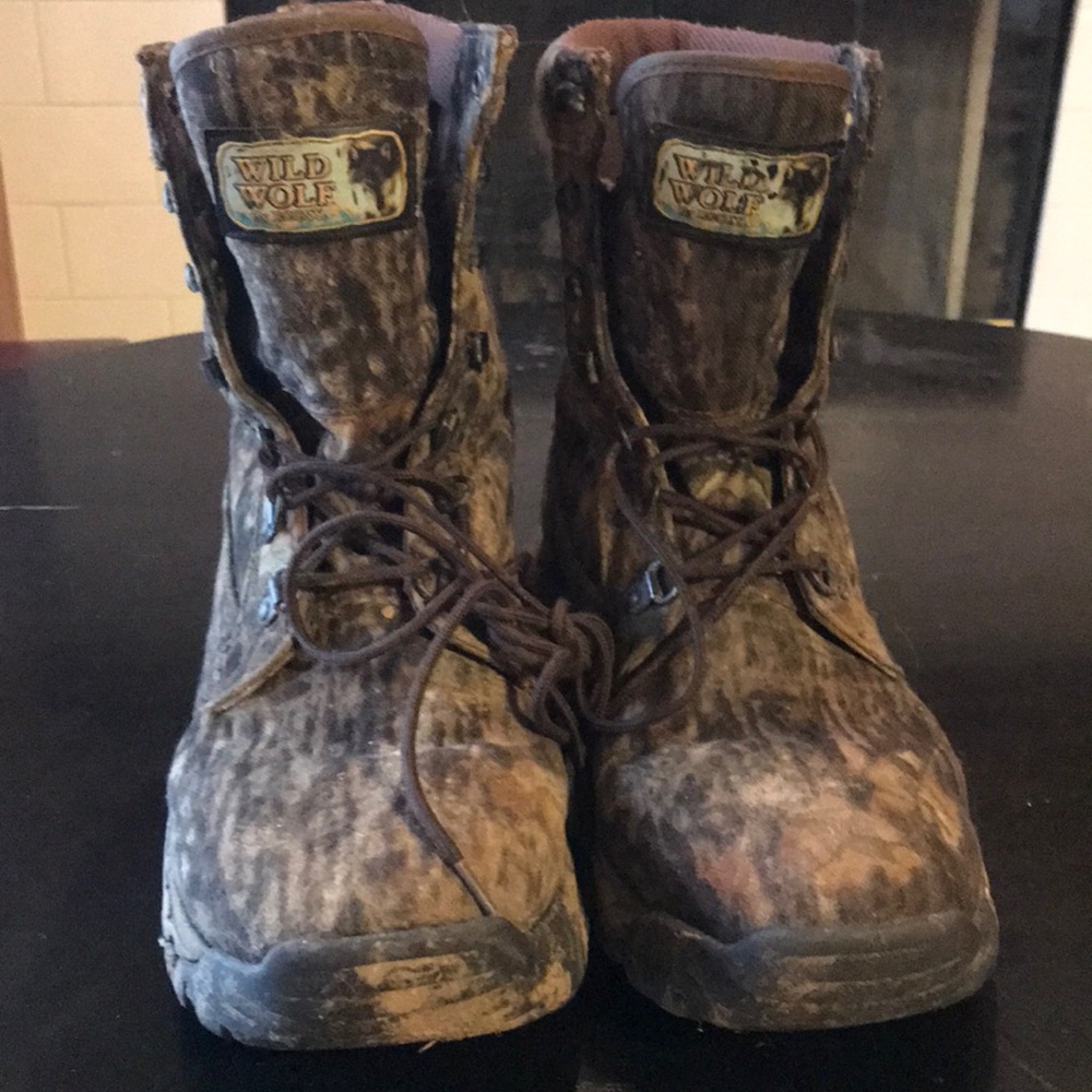 Used Once 11 W Camo by Wild Wolf Outdoor Boots